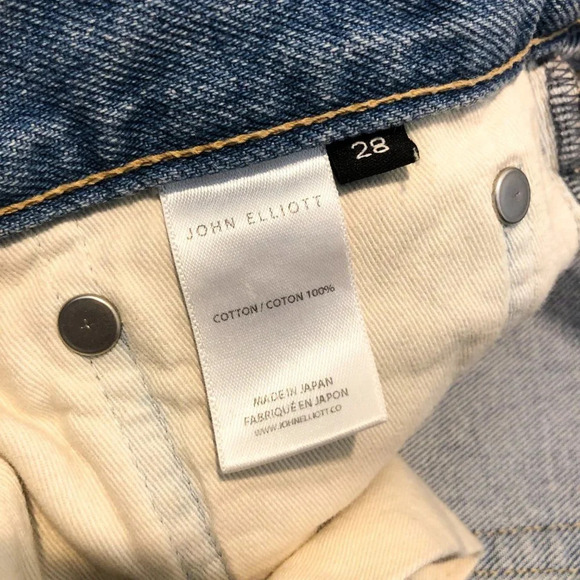 JOHN ELLIOT Light Wash Baggy High Rise Designer Distressed Straight Leg Jeans 28 - Picture 11 of 11